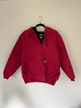 Carhartt Hooded Jacket Quilt Lined WJ130 624 Crabapple Pink Womens Size Large